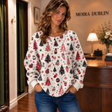 Anna - Cream Coloured Sweater with Christmas Tree Pattern