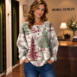 Louna - Cream Coloured Jumper with Winter Forest Design