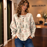 Mathilde - Cream Coloured Sweater with Delicate Christmas Tree Pattern