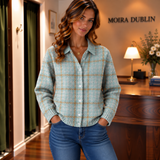 Clara | Sky Blue Checked Cardigan with Buttons