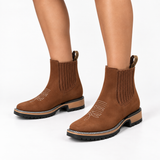 Quinn | Suede Handcrafted Ankle Western Boots