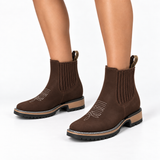 Quinn | Suede Handcrafted Ankle Western Boots