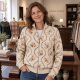 Honora | Cream Delicate Floral Zip Cardigan