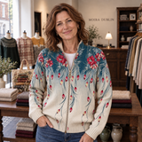 Ronait | Feather Floral Gradient Zip Cardigan