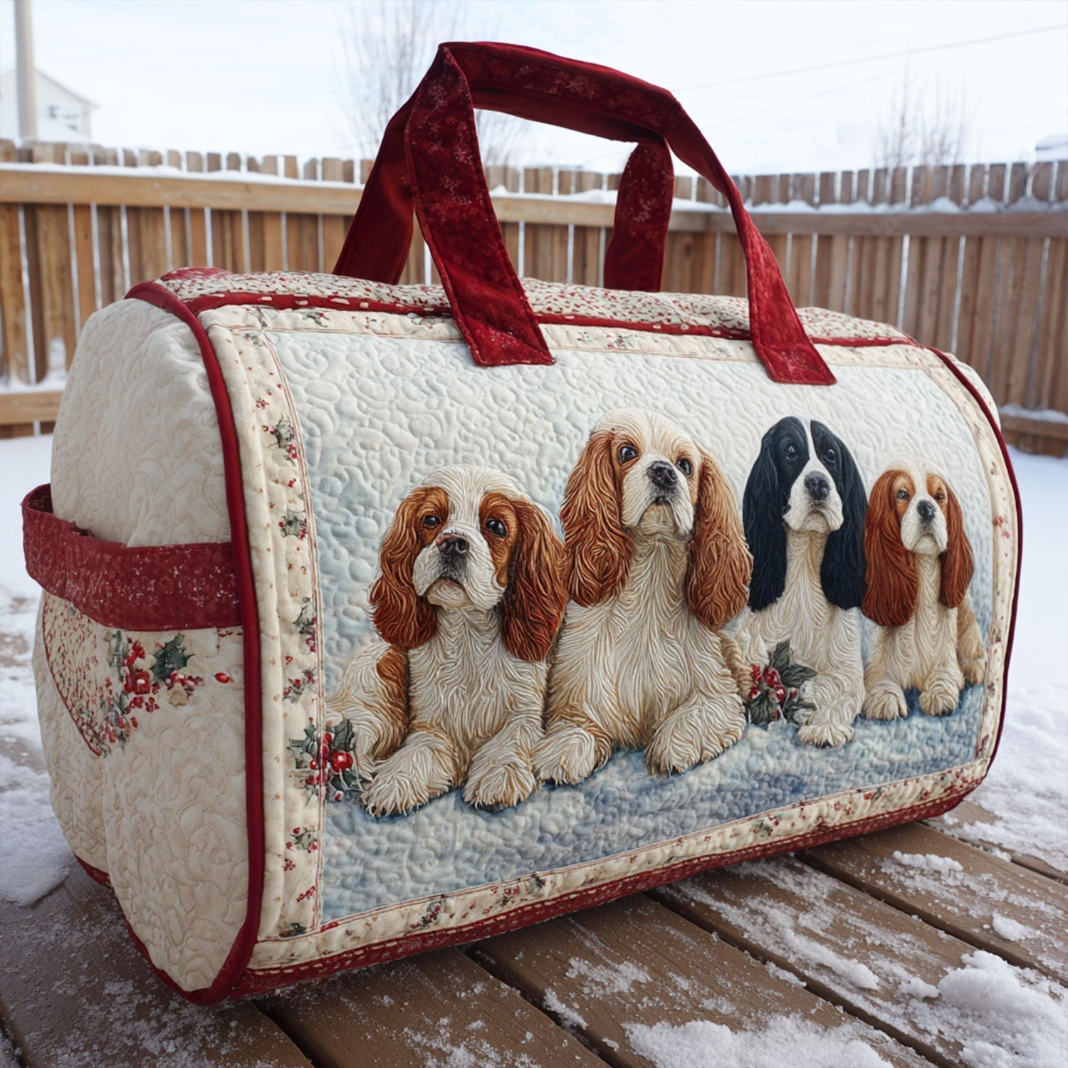 Joyful Spaniel Quilted Duffle Bag – quilted duffle bag by Moira Dublin