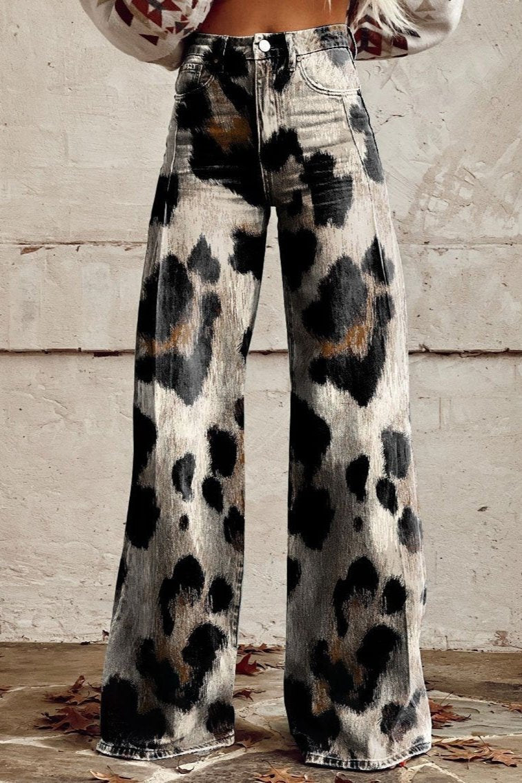Boho Vintage Trousers with a Chic Print – chic print boho vintage trousers for women by Moira Dublin