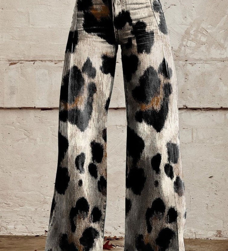 Boho Vintage Trousers with a Chic Print – chic print boho vintage trousers for women by Moira Dublin
