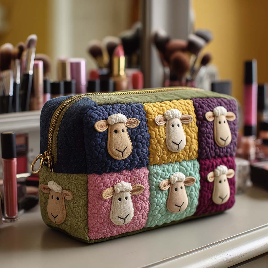 Sheep Quilted Makeup Bag – quilted makeup bag by Moira Dublin