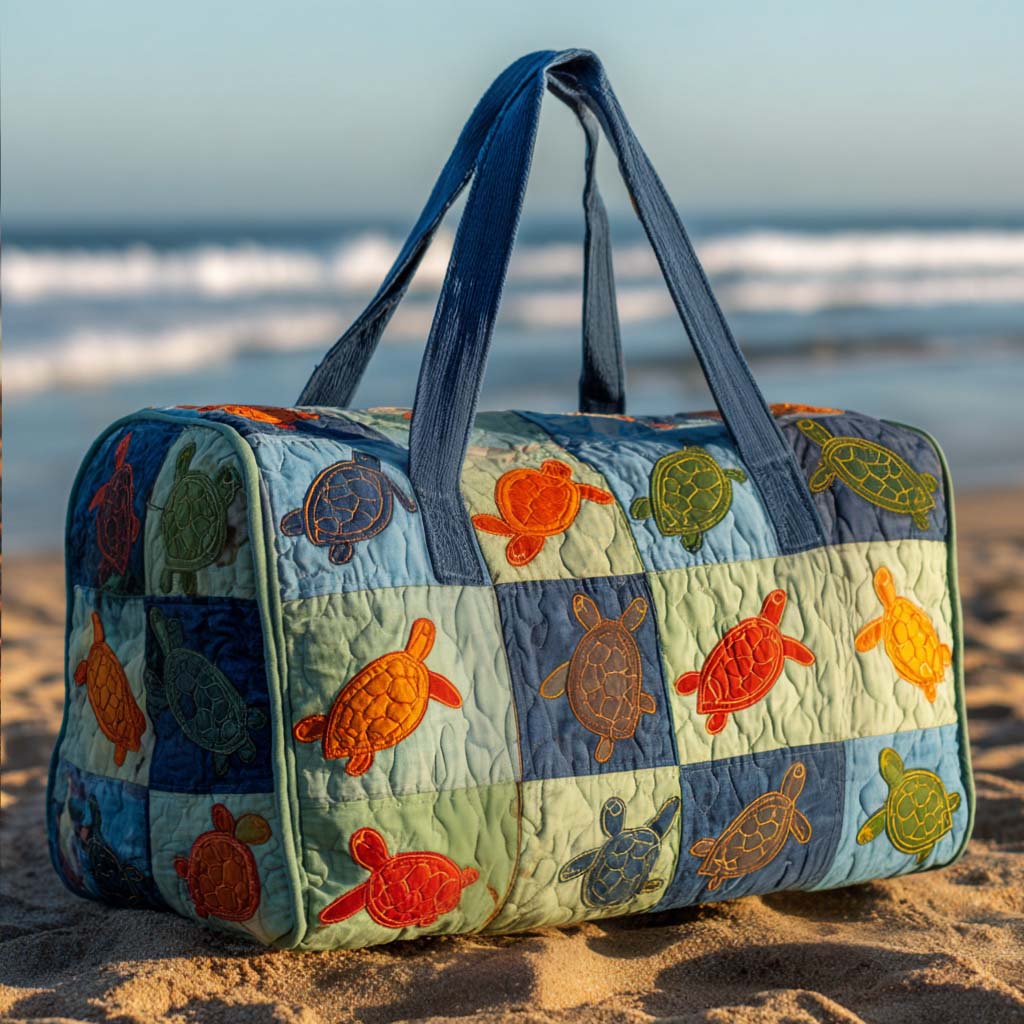 Patchy Turtles Quilted Duffle Bag – quilted duffle bag by Moira Dublin