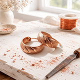 Faceted Copper Hoop Earrings