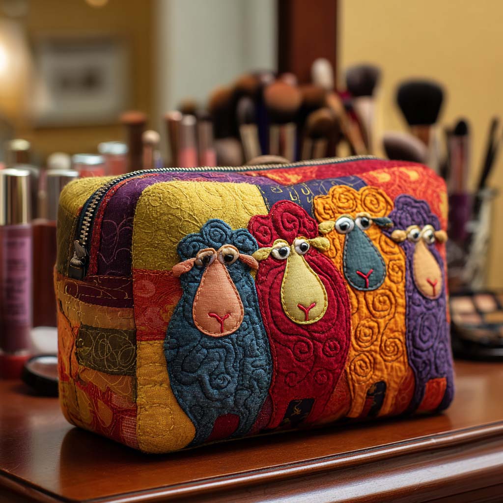Sheep Quilted Makeup Bag – quilted makeup bag by Moira Dublin