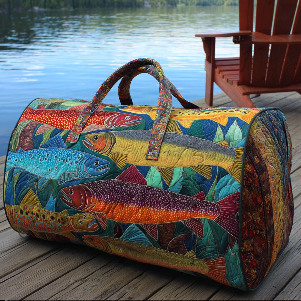 Fishing Quilted Duffle Bag – quilted duffle bag by Moira Dublin