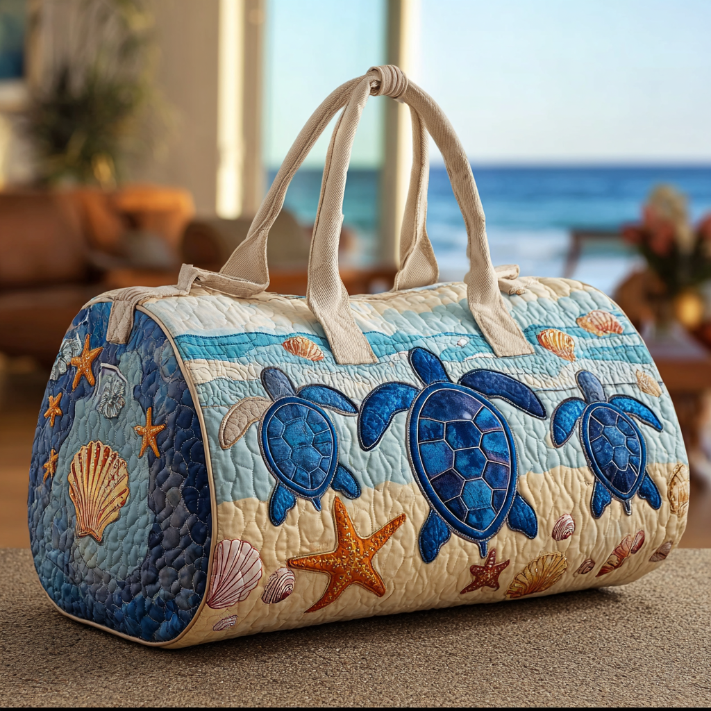 Turtle Journey Quilted Duffle Bag – quilted duffle bag by Moira Dublin