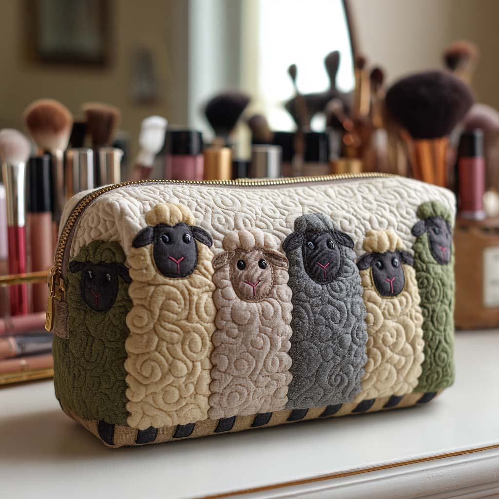 Sheep Quilted Makeup Bag – quilted makeup bag by Moira Dublin