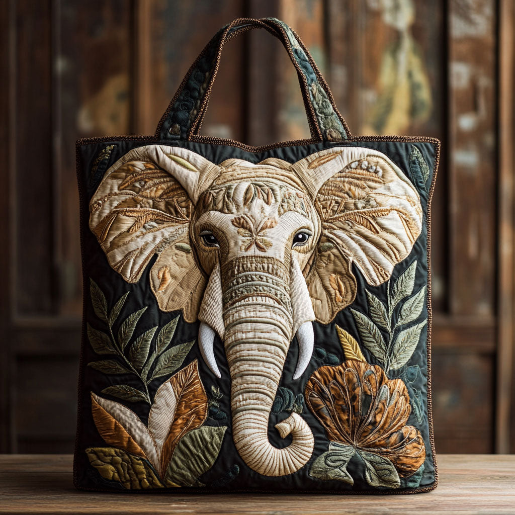 Wild Elephant Quilted Tote Bag – quilted tote bag by Moira Dublin