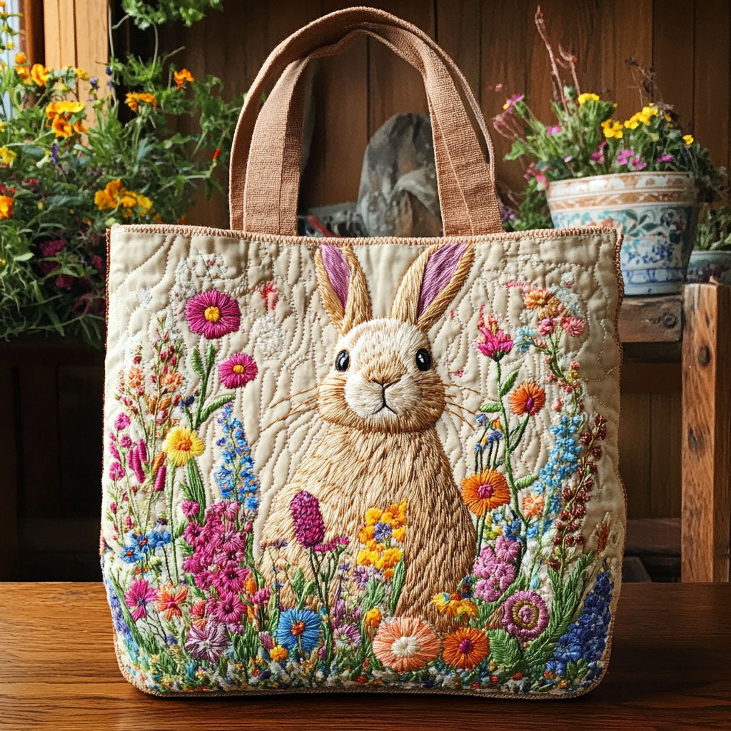Rabbit Garden Quilted Tote Bag – quilted tote bag by Moira Dublin