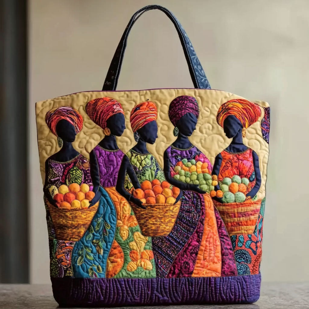 African Women Textile Quilted Tote Bag – quilted tote bag by Moira Dublin