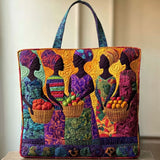 African Women Pattern Quilted Tote Bag – quilted tote bag by Moira Dublin