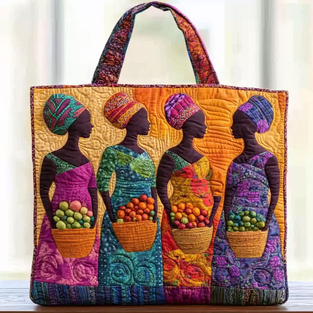 African Women Sisterhood Quilted Tote Bag – quilted tote bag by Moira Dublin