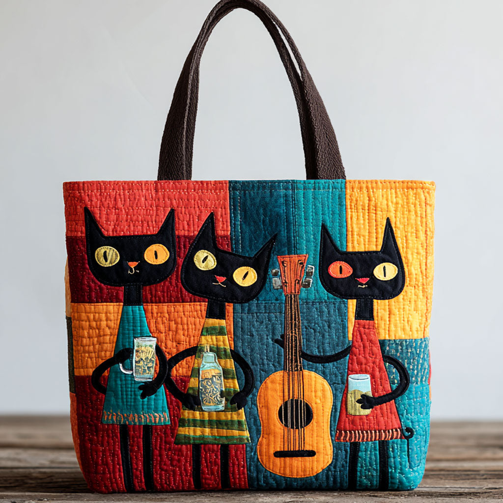 Feline Jam Quilted Tote Bag – quilted tote bag by Moira Dublin