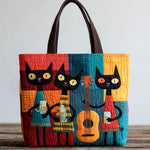 Feline Jam Quilted Tote Bag – quilted tote bag by Moira Dublin