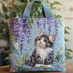 Wisteria Kitten Quilted Tote Bag – quilted tote bag by Moira Dublin