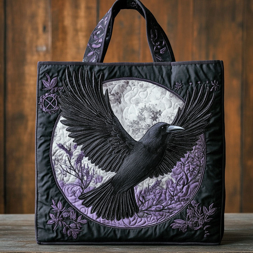 Moonbound Raven Quilted Tote Bag – quilted tote bag by Moira Dublin