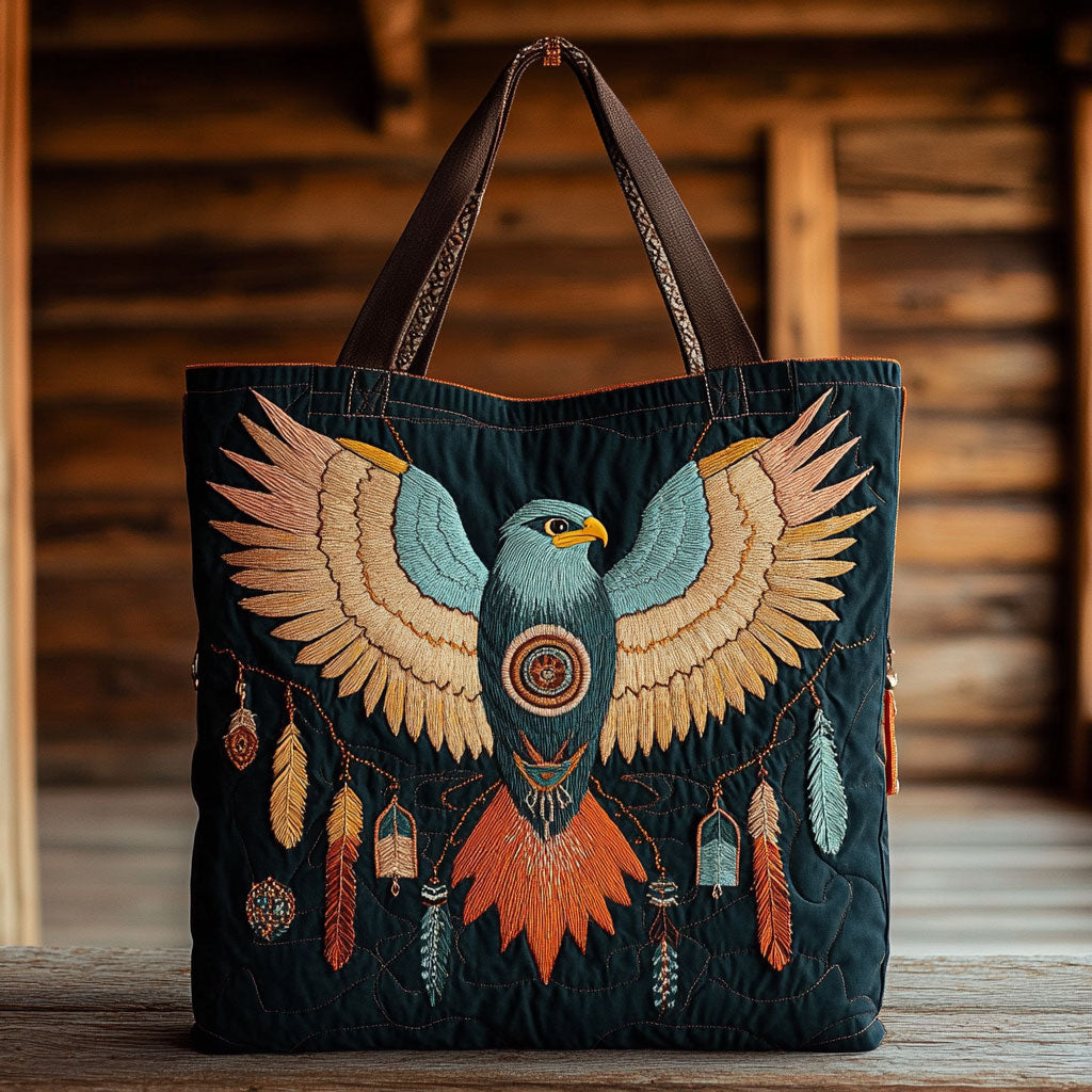 Native Eagle Spirit Quilted Tote Bag – quilted tote bag by Moira Dublin