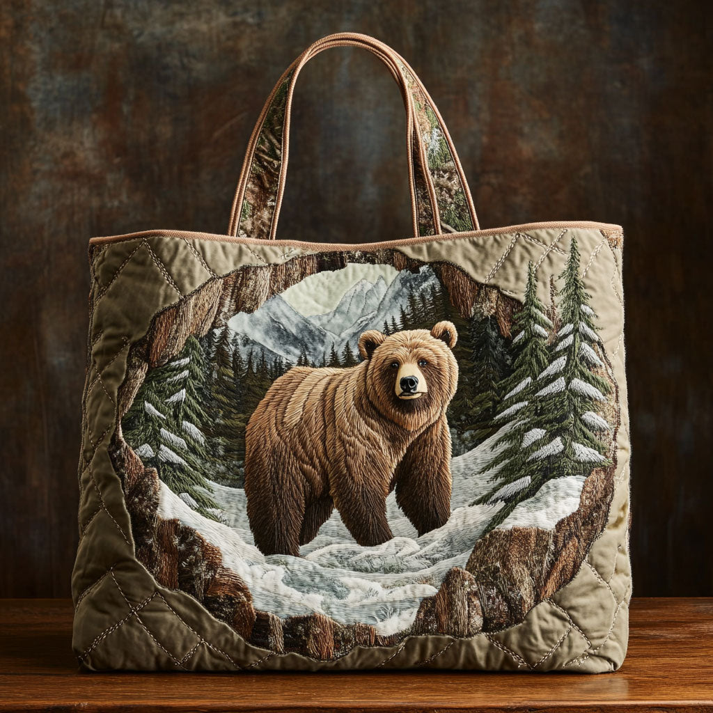 Peaceful Bear Quilted Tote Bag – quilted tote bag by Moira Dublin