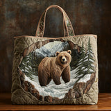 Peaceful Bear Quilted Tote Bag – quilted tote bag by Moira Dublin