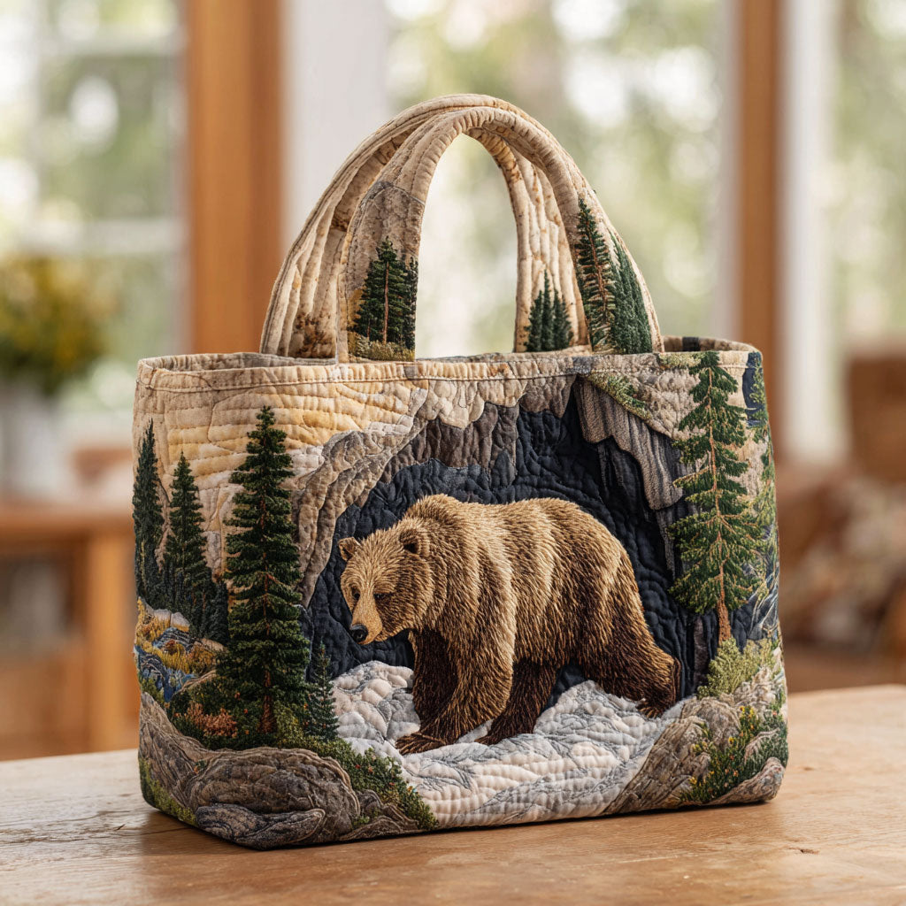 Bear Forest Quilted Tote Bag – quilted tote bag by Moira Dublin