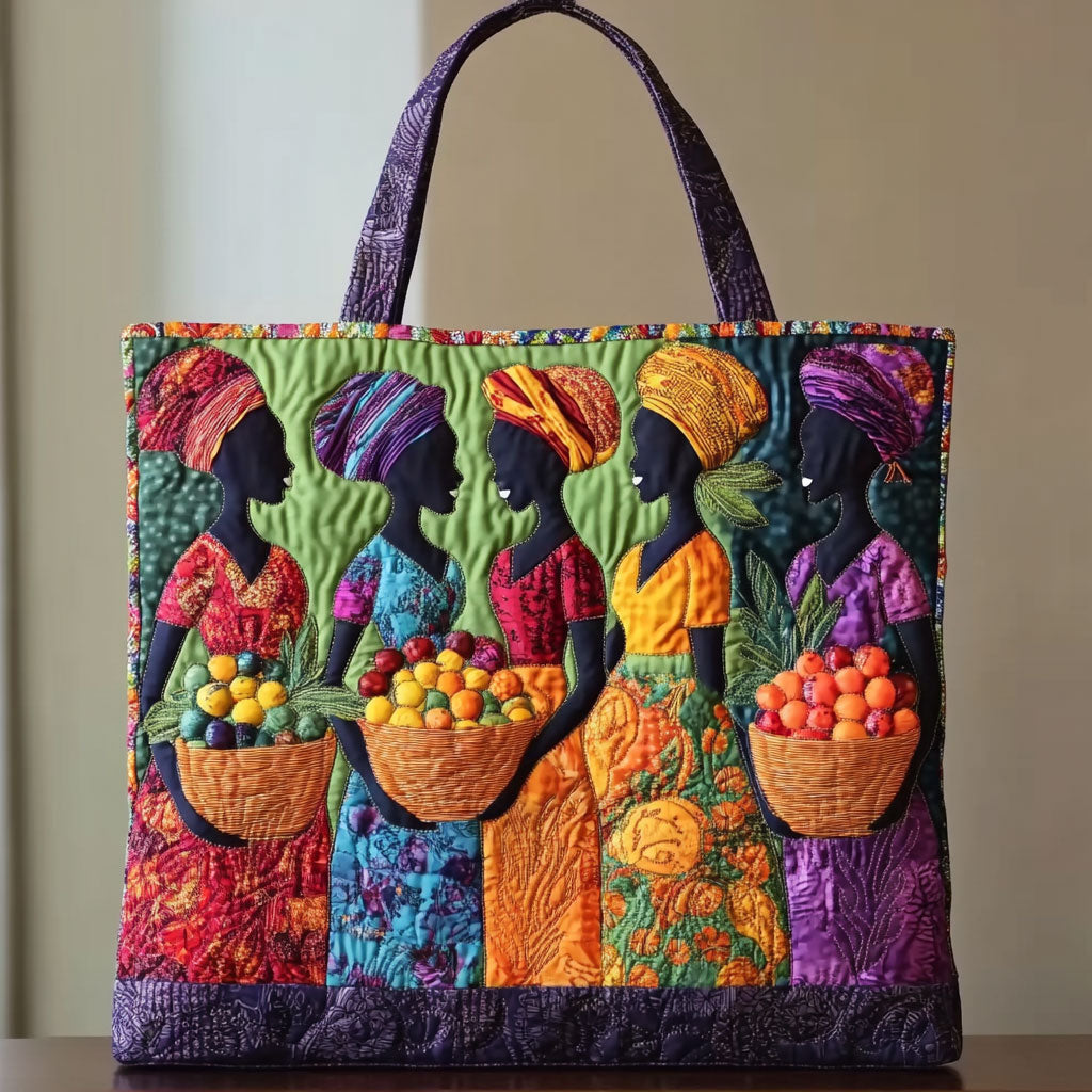African Women Essence Quilted Tote Bag – quilted tote bag by Moira Dublin