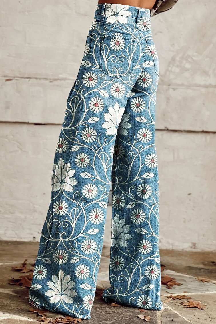 Elegant Boho Trousers with Floral Print – floral print boho trousers for women by Moira Dublin