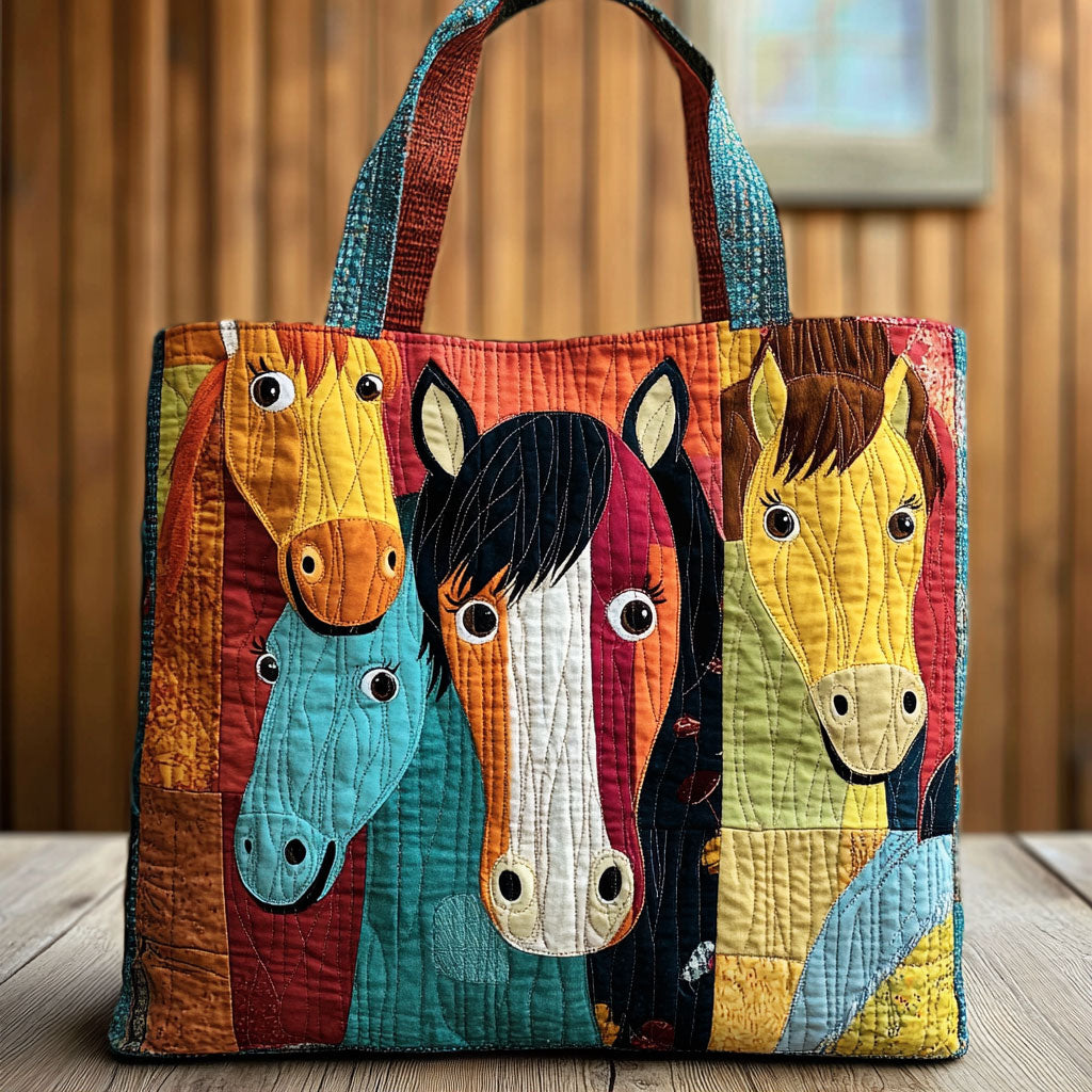 Colorful Colts Quilted Tote Bag – quilted tote bag by Moira Dublin