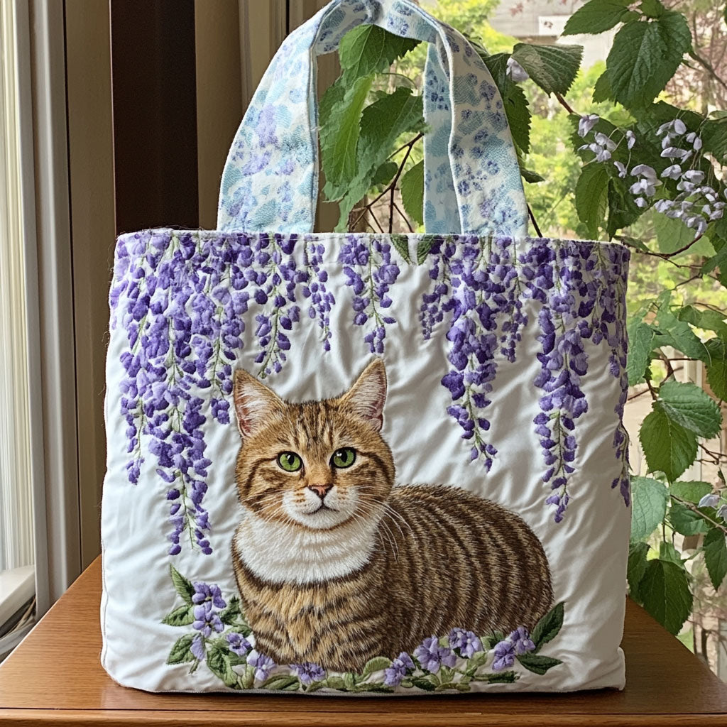 Lavender Whiskers Quilted Tote Bag – quilted tote bag by Moira Dublin
