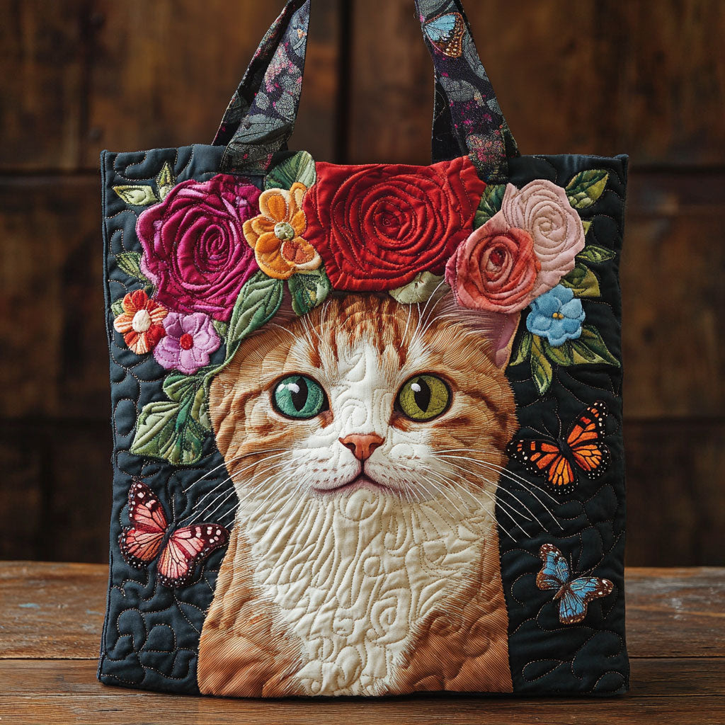 Floral Whiskers Quilted Tote Bag – quilted tote bag by Moira Dublin
