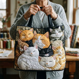 Sleeping Kittens Quilted Tote Bag – quilted tote bag by Moira Dublin