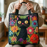 Enchanted Black Cat Quilted Tote Bag – quilted tote bag by Moira Dublin
