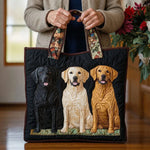 Three Labradors Quilted Tote Bag – quilted tote bag by Moira Dublin