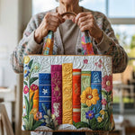 Floral Library Quilted Tote Bag – quilted tote bag by Moira Dublin