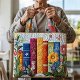 Floral Library Quilted Tote Bag – quilted tote bag by Moira Dublin
