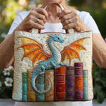 Emerald Dragon Book Guardian Quilted Tote Bag – quilted tote bag by Moira Dublin