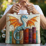 Emerald Dragon Book Guardian Quilted Tote Bag – quilted tote bag by Moira Dublin